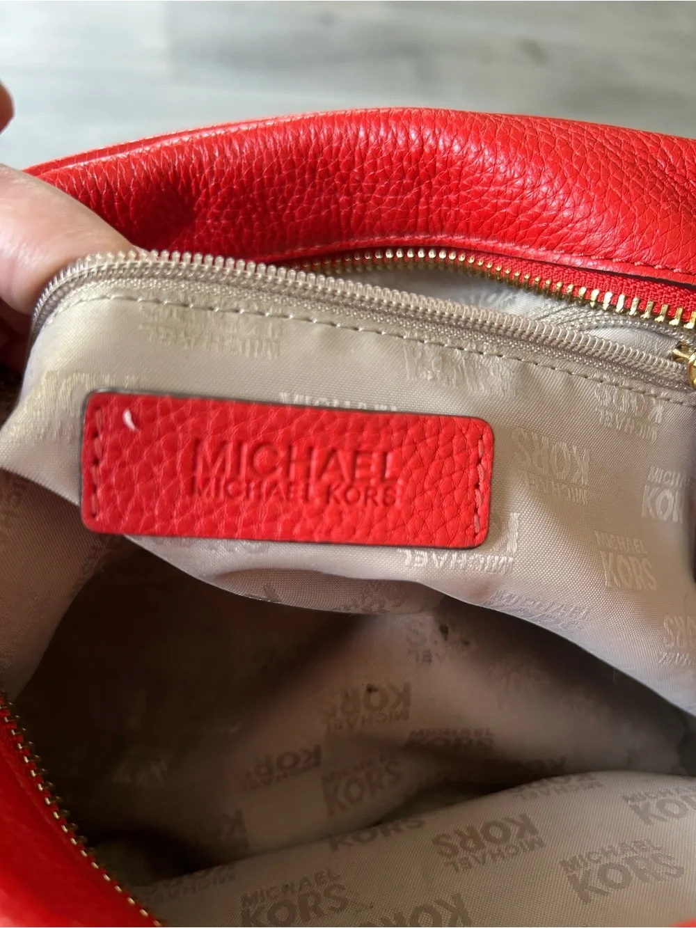 Michael Kors Red Leather Bedford Satchel